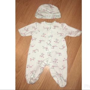 Babygirl Blue Floral Sleepwear w/ Matching Hat